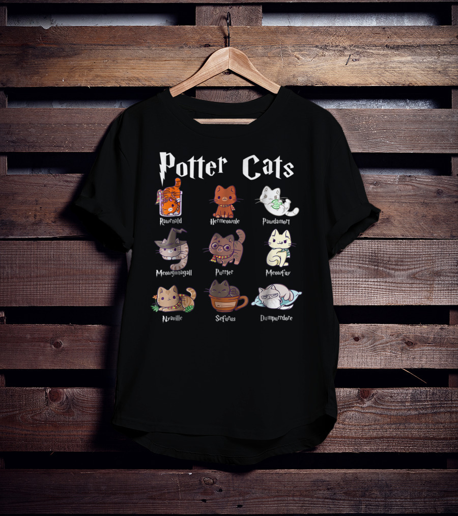 Potter Cats Pawter Kitten Purrfect Meowgonagall Hermiaownle Dumblepurr Pawdamort T-Shirt
