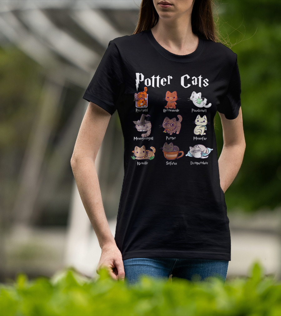 Potter Cats Pawter Kitten Purrfect Meowgonagall Hermiaownle Dumblepurr Pawdamort T-Shirt