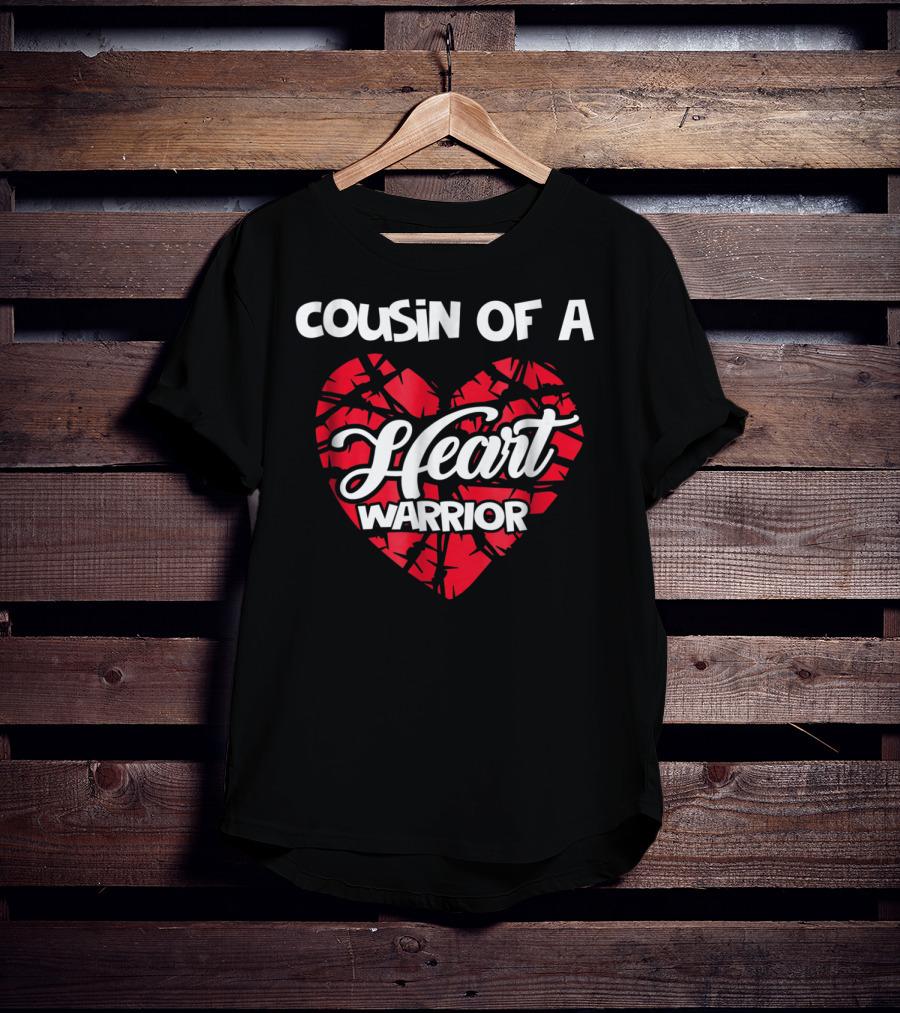 Cousin Of A Heart Warrior Red Ribbon Heart Support T-Shirt