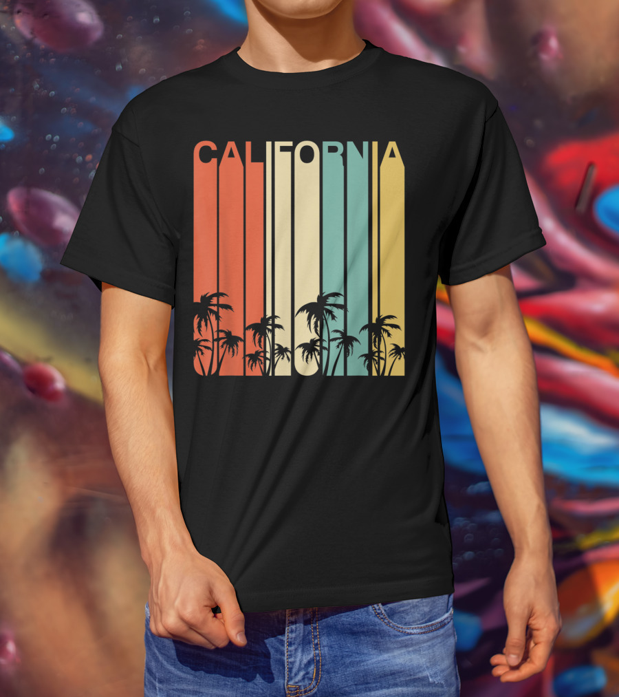 California Retro Surf Vintage 80s Beach Palms T-Shirt