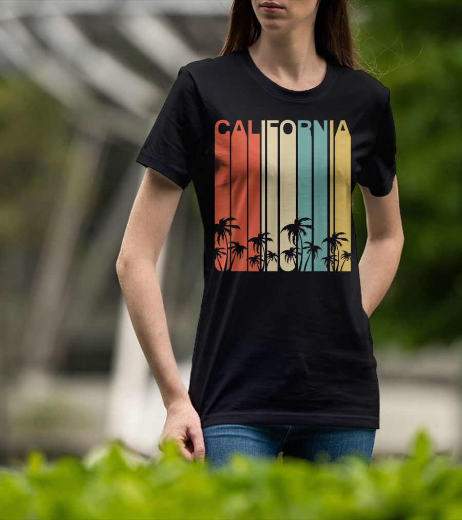 California Retro Surf Vintage 80s Beach Palms T-Shirt