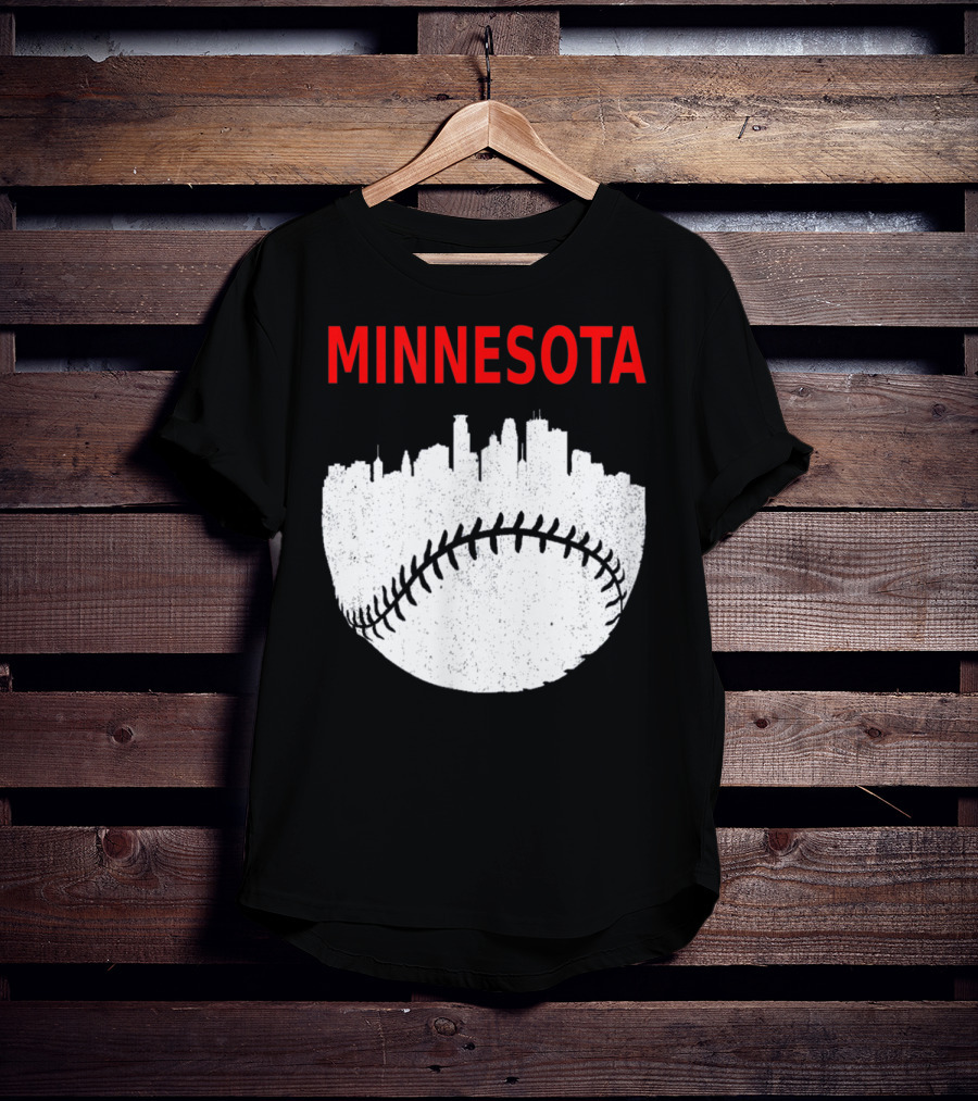Minnesota Baseball Minneapolis Cityscape Retro Vin T-Shirt