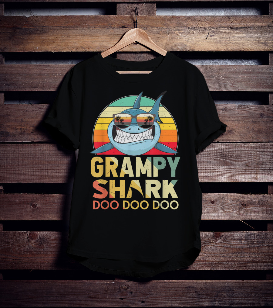 Grampy Shark Doo Doo Doo Retro Vintage T-Shirt