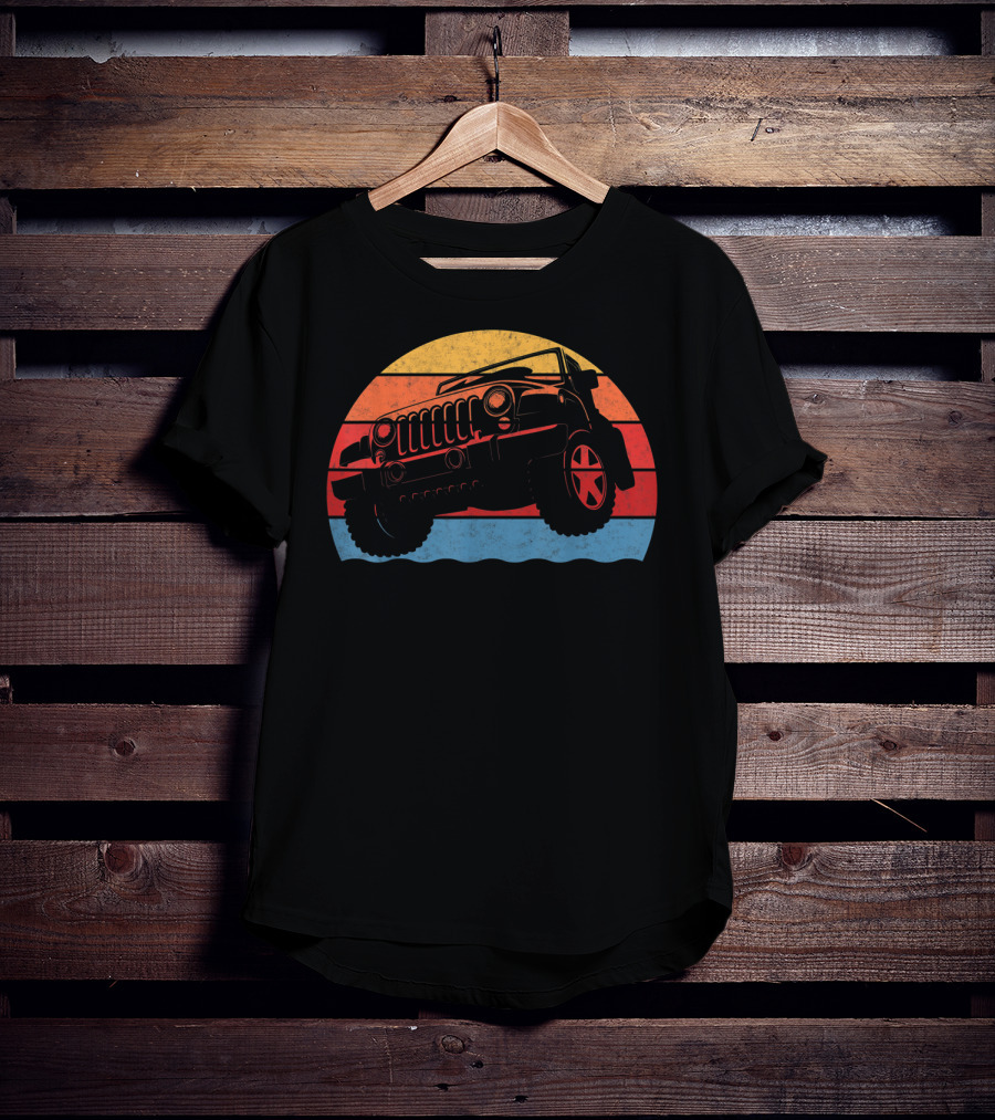 Retro Vintage Jeeps Great 4x4 70s Sunset Stripes T-Shirt