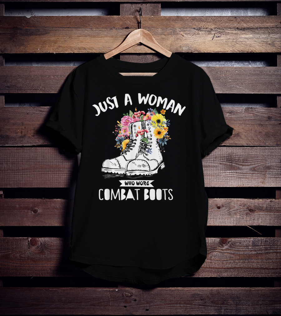 Just A Woman Who Wore Combat Boots Retro Vintage T-Shirt