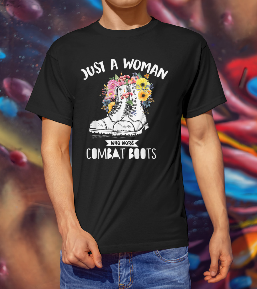 Just A Woman Who Wore Combat Boots Retro Vintage T-Shirt