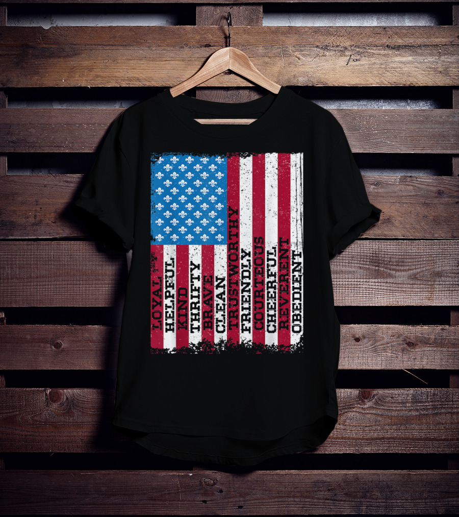 Patriotic Scout Law Traits With US Flag T-Shirt