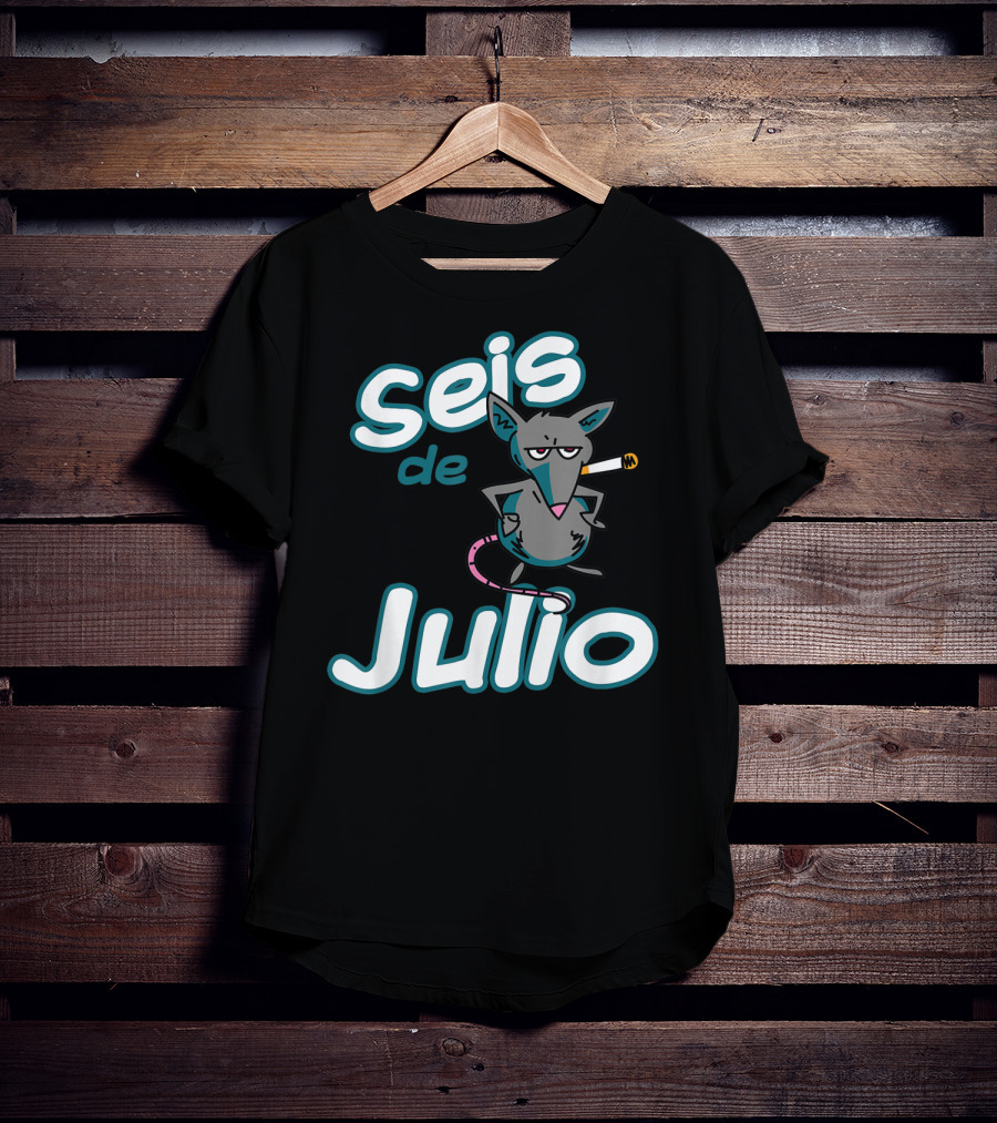 Seis De Julio Smoking Rat Character T-Shirt