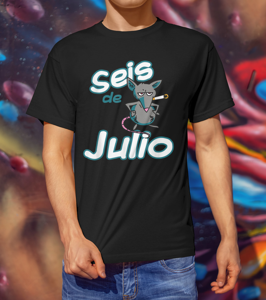 Seis De Julio Smoking Rat Character T-Shirt