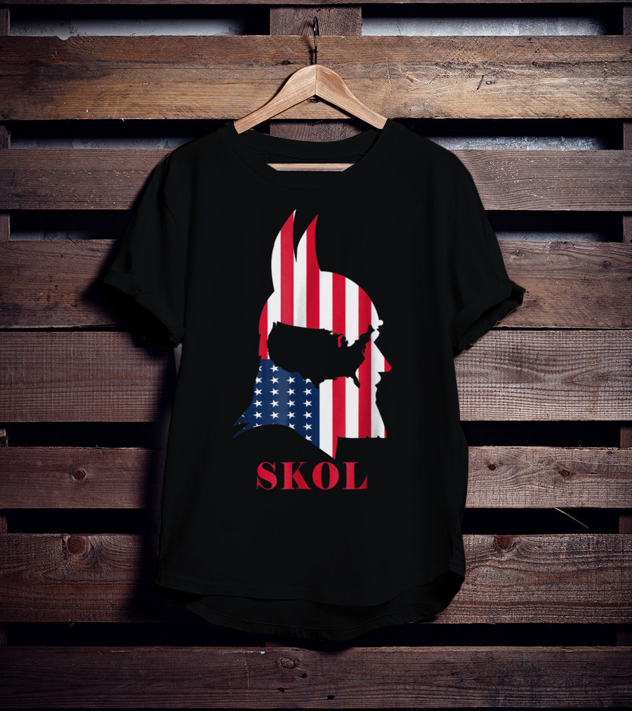 Skol Vikings Helmet USA Flag Minnesota T-Shirt