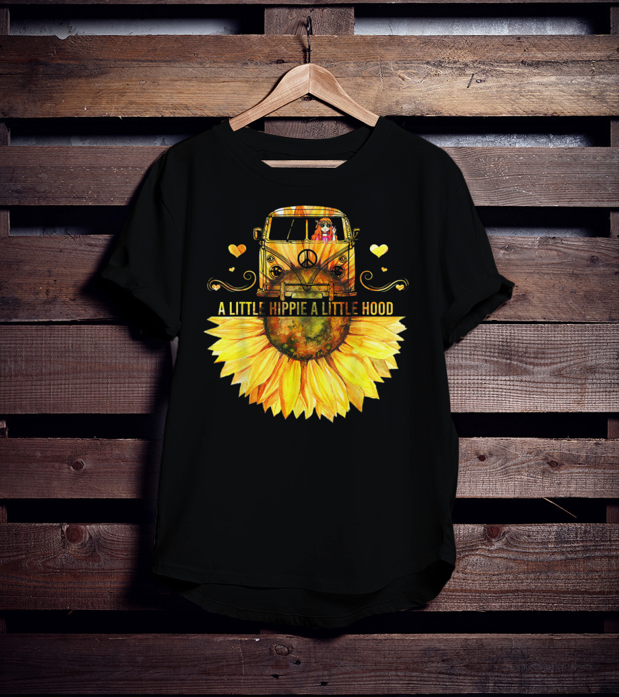 A Little Hippie A Little Hood Sunflower Bus Retro Vibes T-Shirt