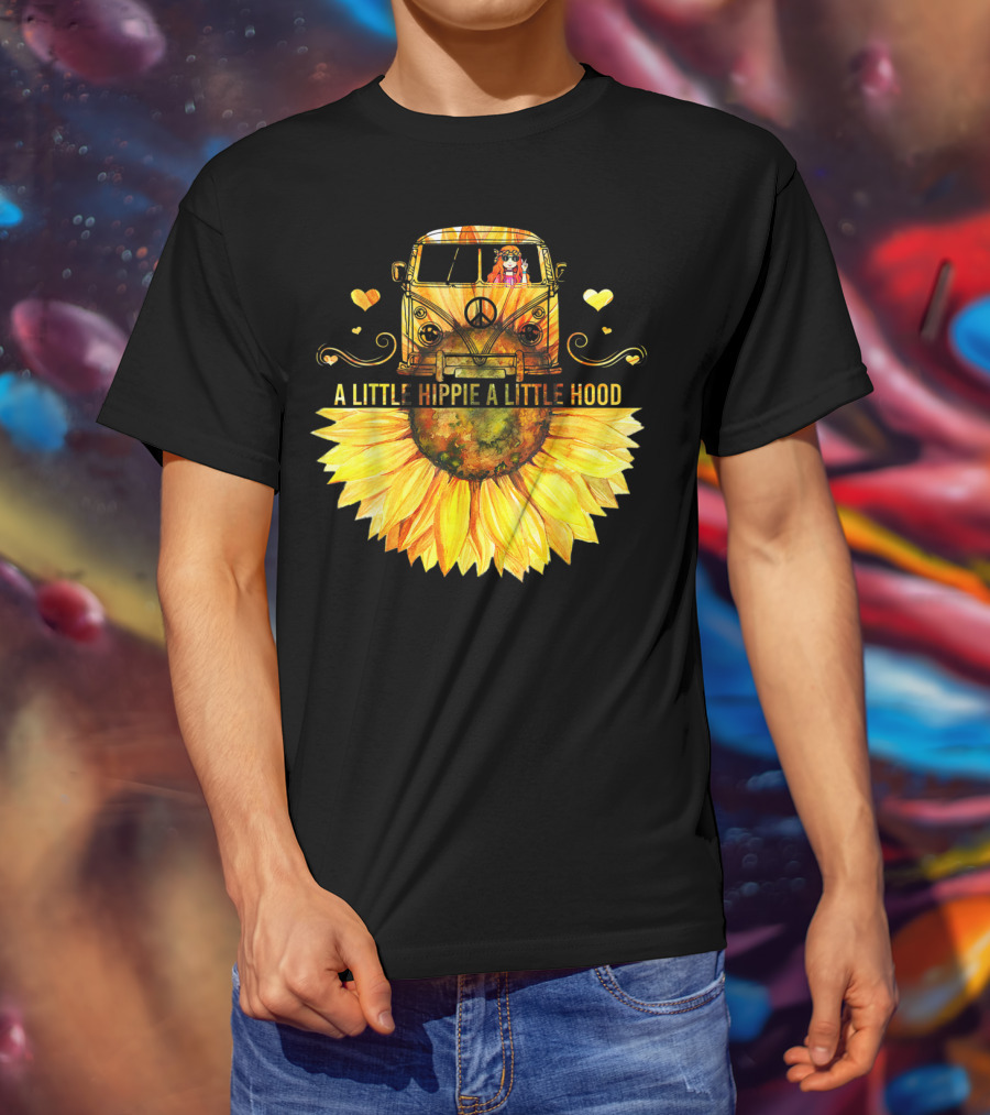 A Little Hippie A Little Hood Sunflower Bus Retro Vibes T-Shirt