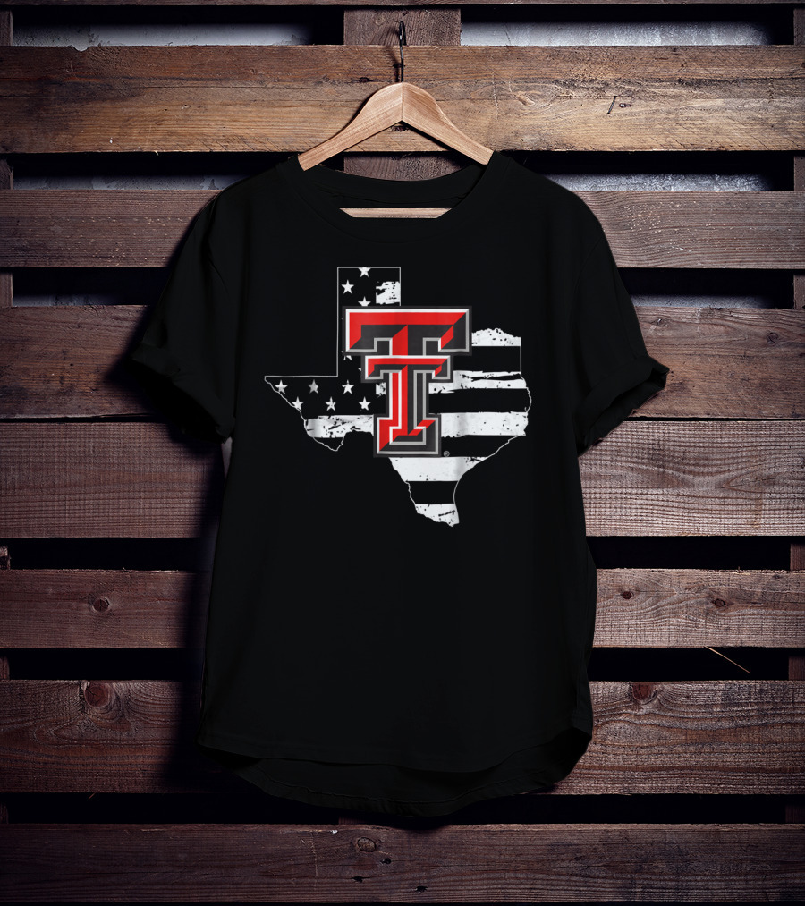 Texas Tech Red Raiders American Flag Texas Outline T-Shirt