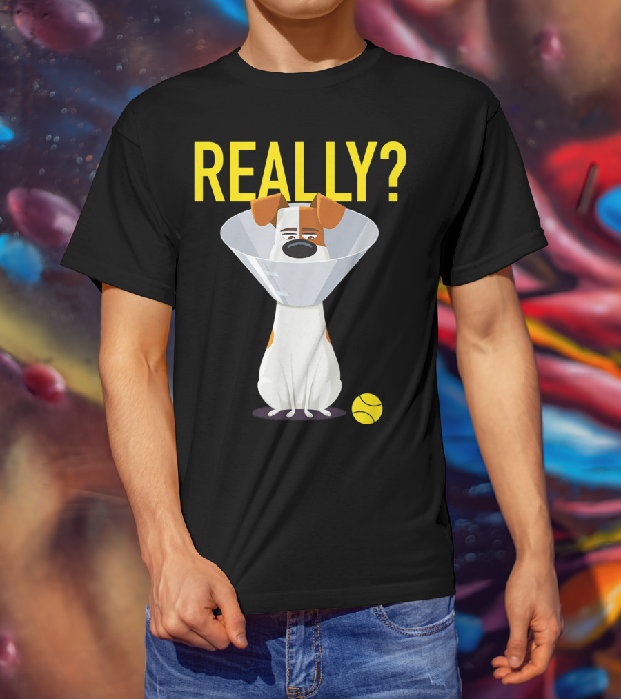 The Secret Life Of Pets 2 Max Really? Ball Cone Collar T-Shirt