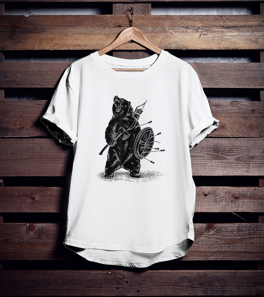 Viking Bear Warrior Polar Bear With Axe And Shield T-Shirt