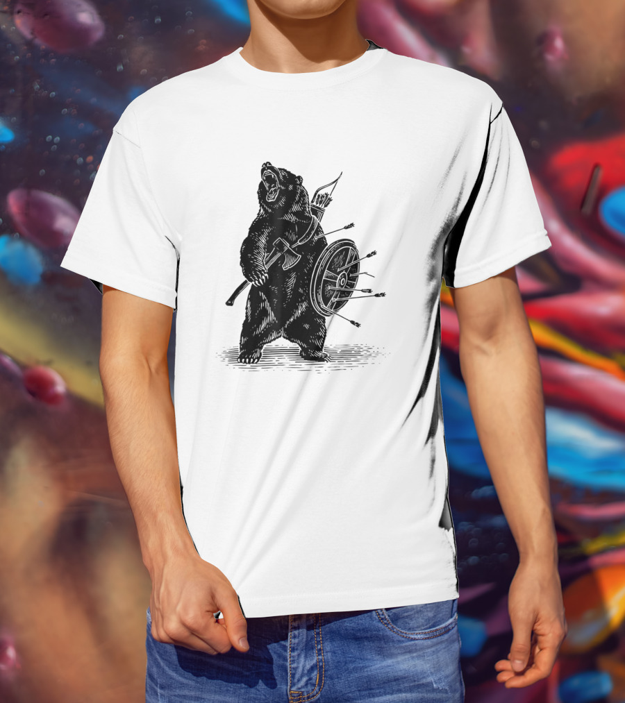 Viking Bear Warrior Polar Bear With Axe And Shield T-Shirt