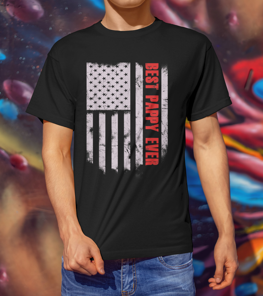 Best Pappy Ever Vintage American Flag T-Shirt