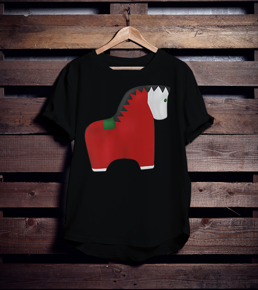 A Special Comic Horse Red Figurine With Black And White Mane T-Shirt
