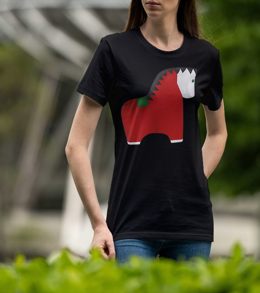 A Special Comic Horse Red Figurine With Black And White Mane T-Shirt