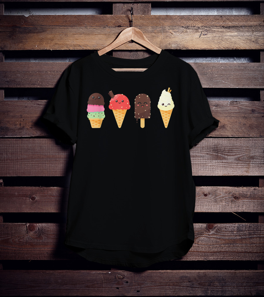 Ice Cream Lover For Summer Kawaii Cone Collection T-Shirt