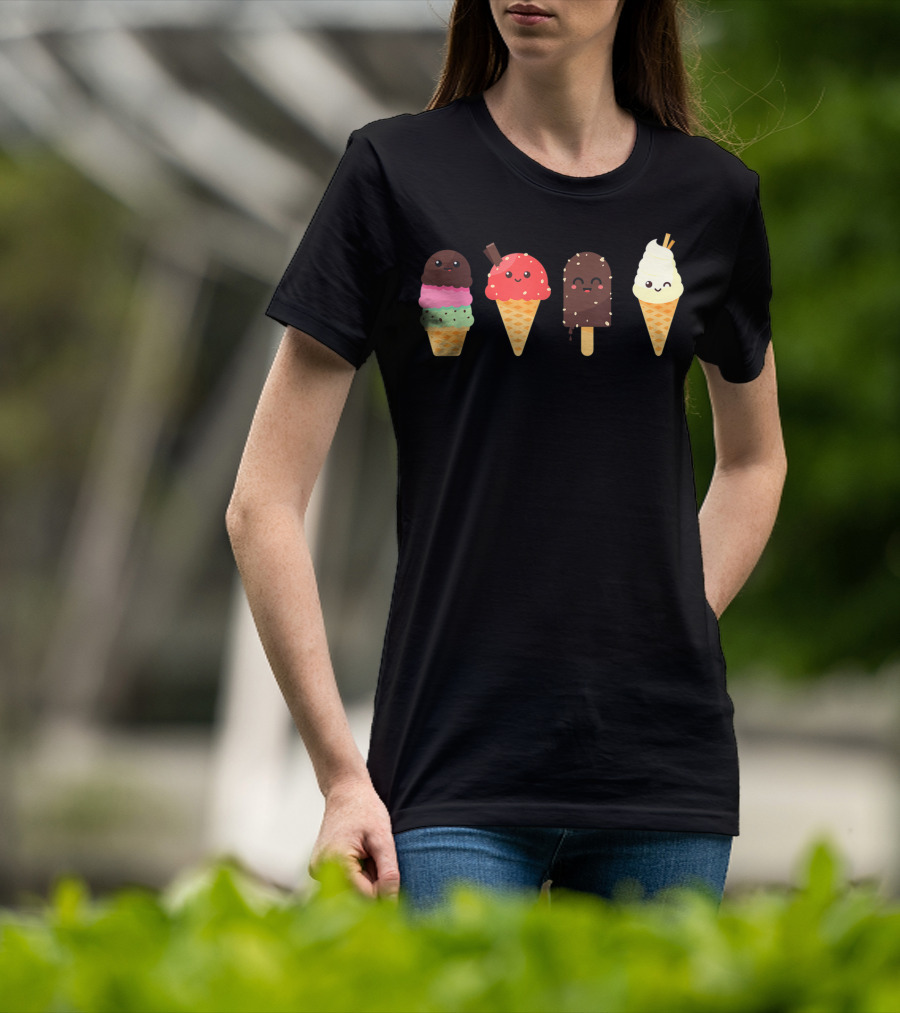 Ice Cream Lover For Summer Kawaii Cone Collection T-Shirt