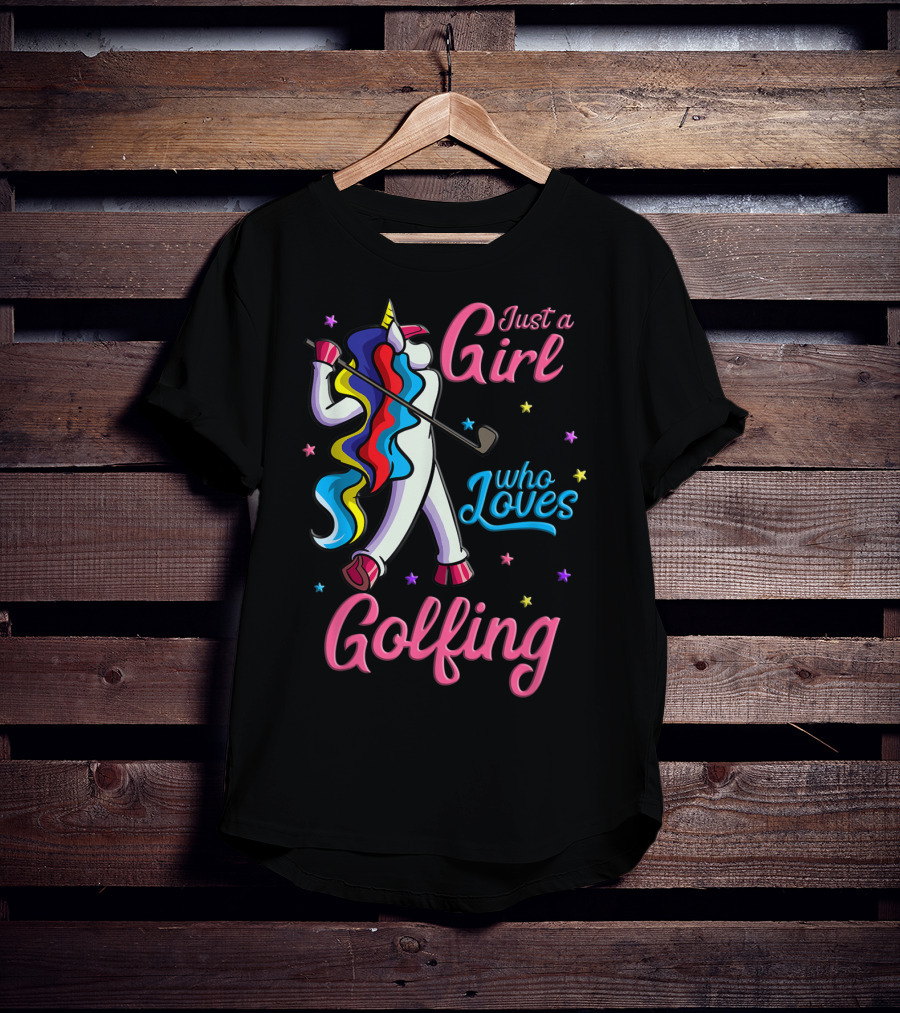 Just A Girl Who Loves Golfing Unicorn T-Shirt
