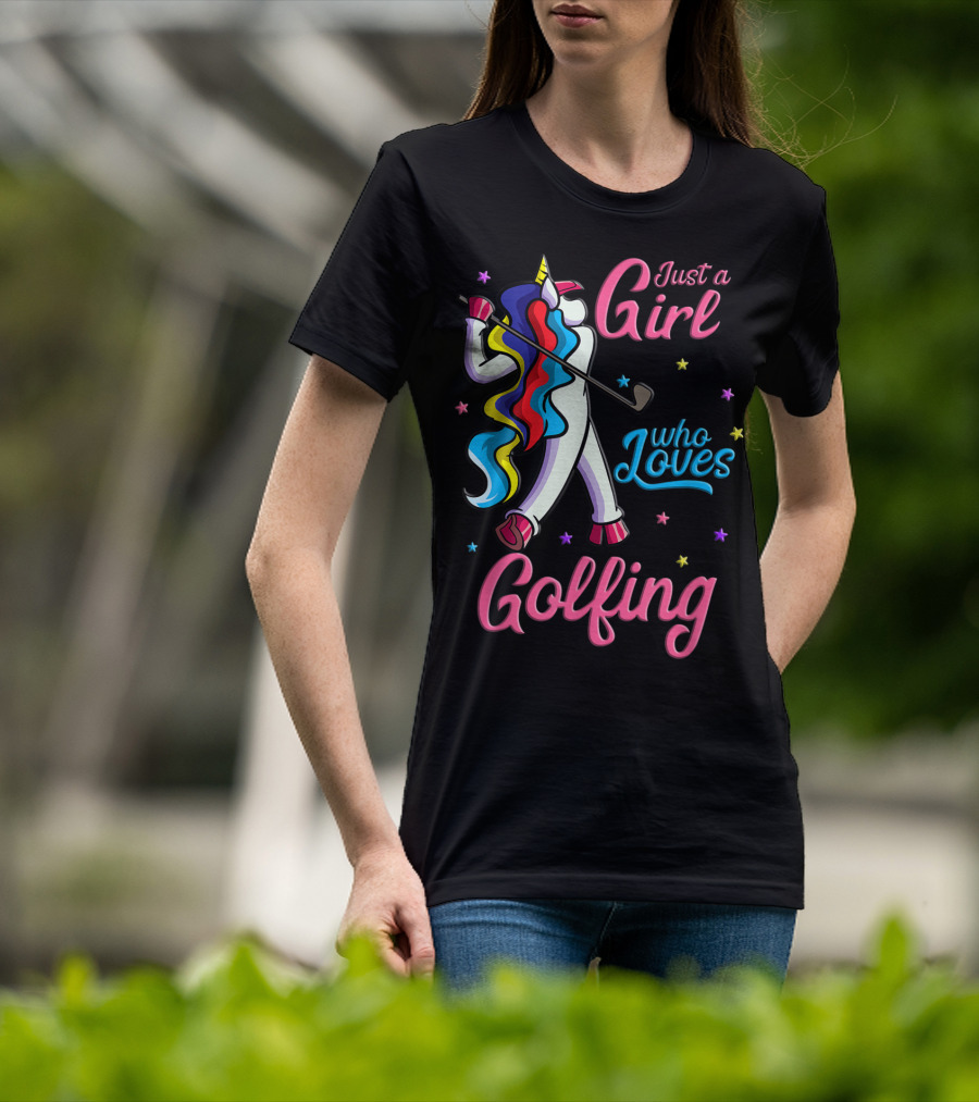 Just A Girl Who Loves Golfing Unicorn T-Shirt