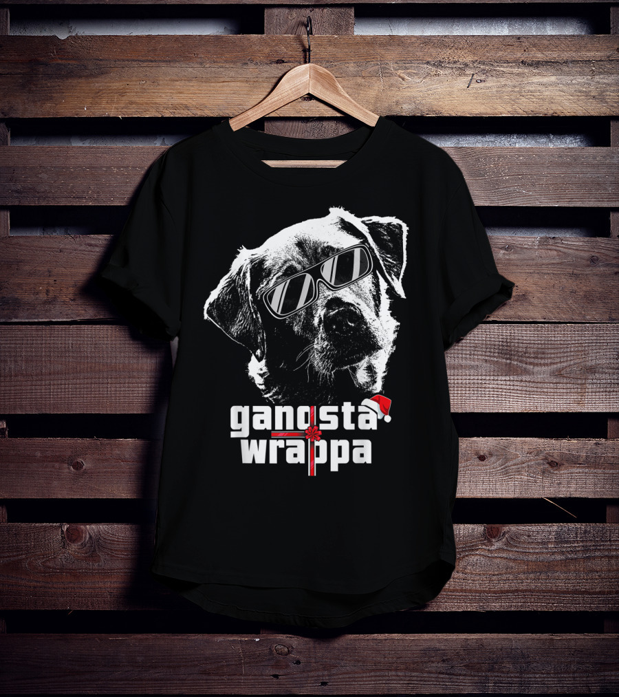 Gangsta Wrappa Labrador Retriever With Sunglasses And Santa Hat T-Shirt