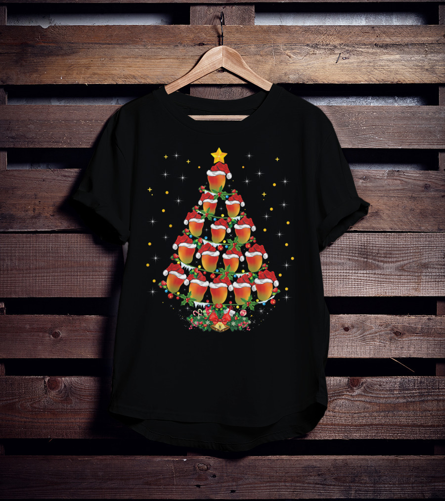 Mango Lover Xmas Mango Christmas Tree Santa Hat Holiday Star T-Shirt