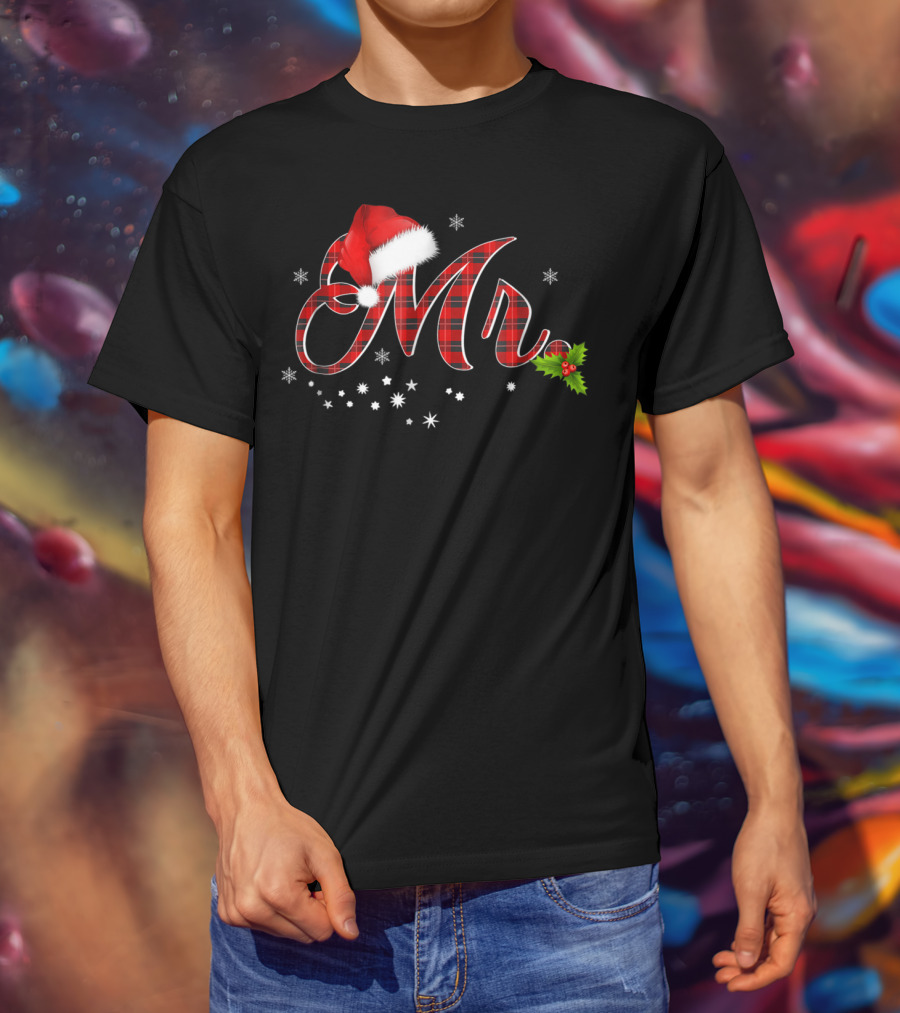 Mr Red Plaid Festive Santa Hat And Holly Matching T-Shirt