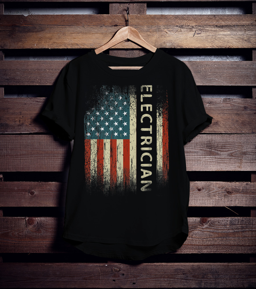 Electrician American USA Flag Patriotic Mens T-Shirt