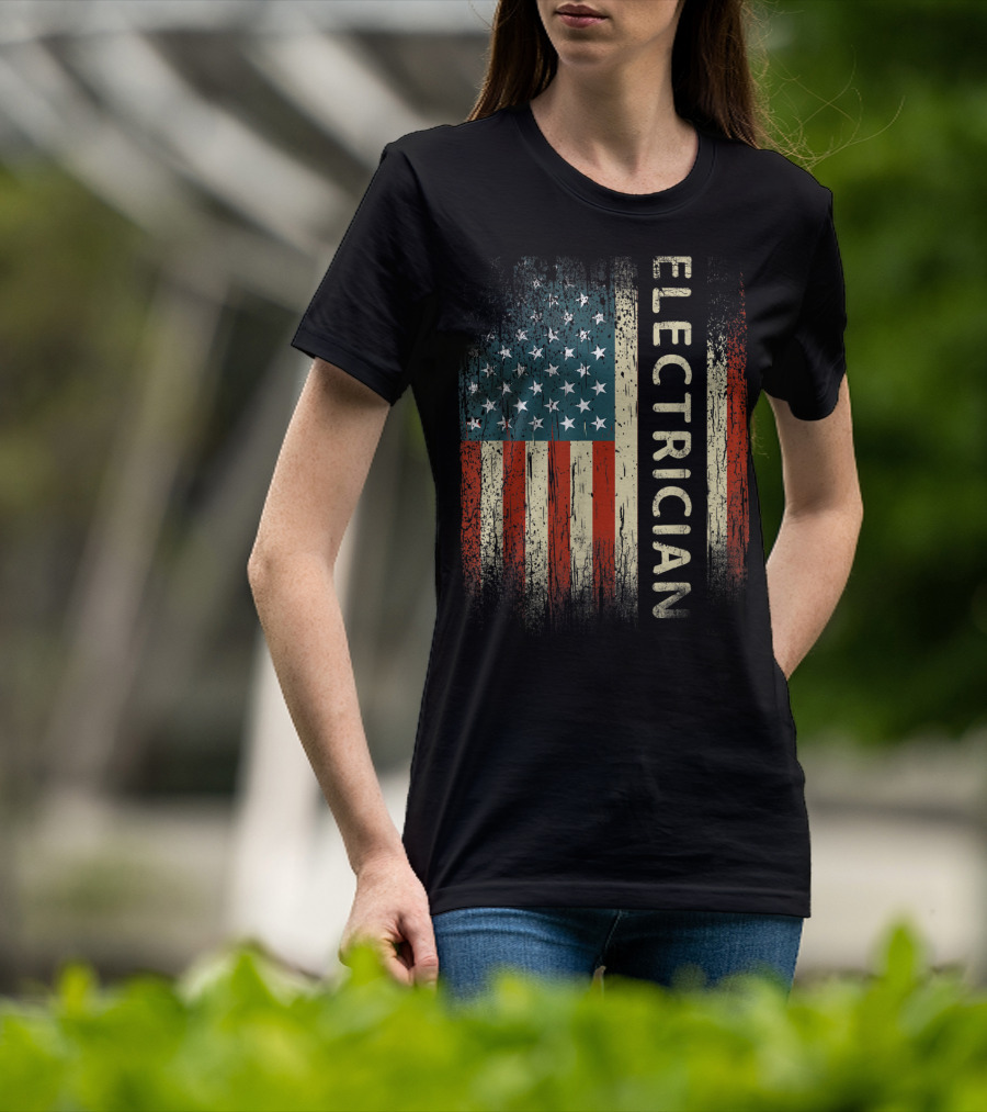 Electrician American USA Flag Patriotic Mens T-Shirt