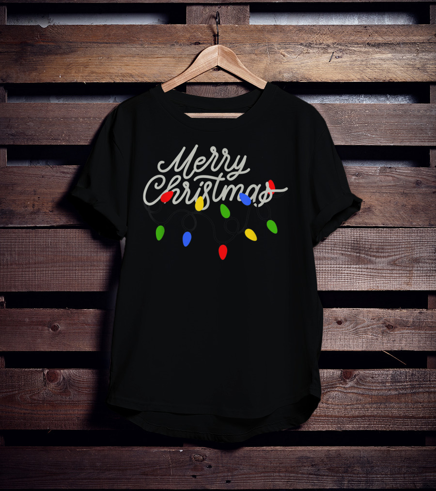 Merry Christmas Lights Colorful Bulbs T-Shirt