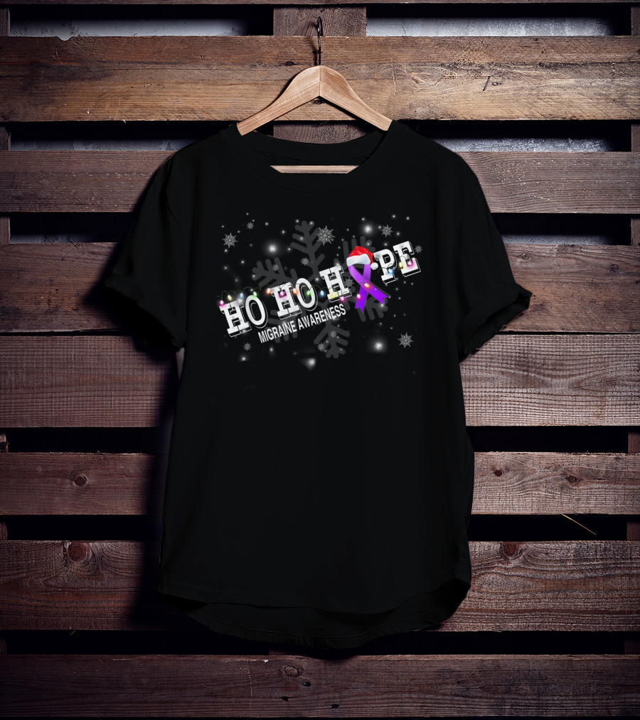 HO HO HOPE Migraine Awareness Christmas Snowflakes T-Shirt