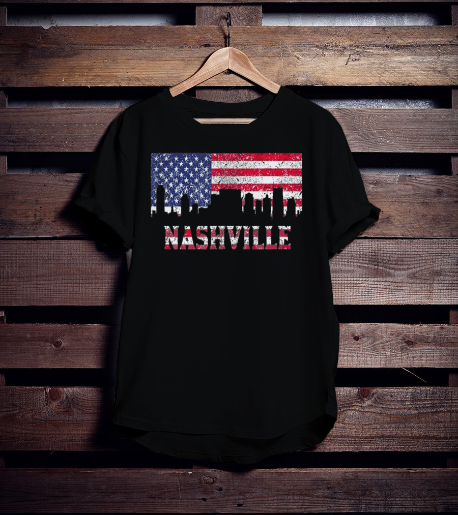 Nashville American Flag Skyline Country Music Lovers T-Shirt