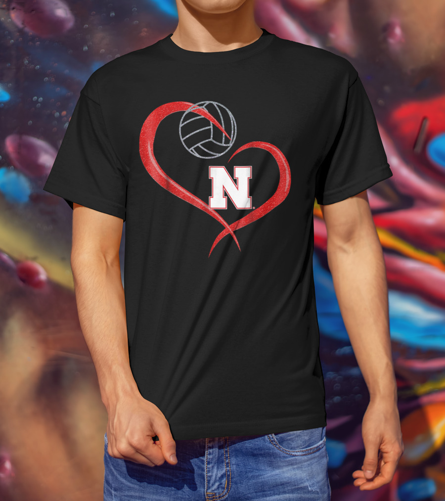 Nebraska Cornhuskers Volleyball Heart N T-Shirt