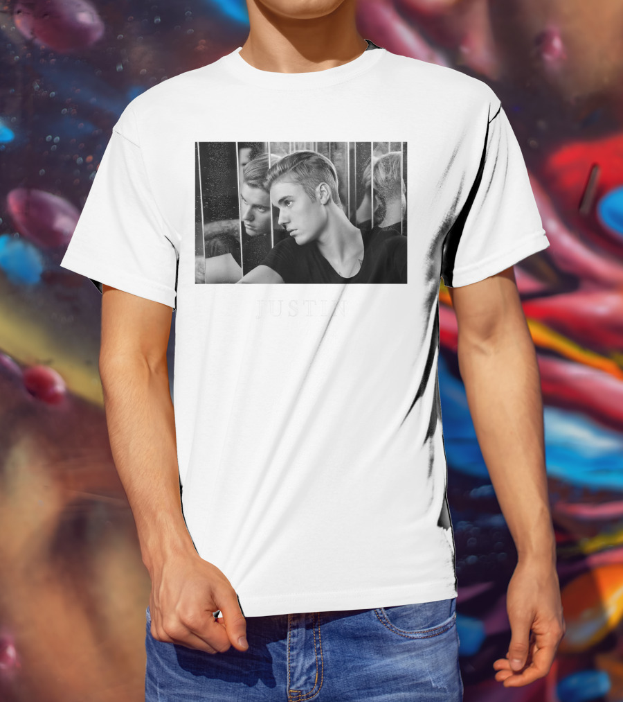 Justin Bieber Reflection Mirror Photography T-Shirt