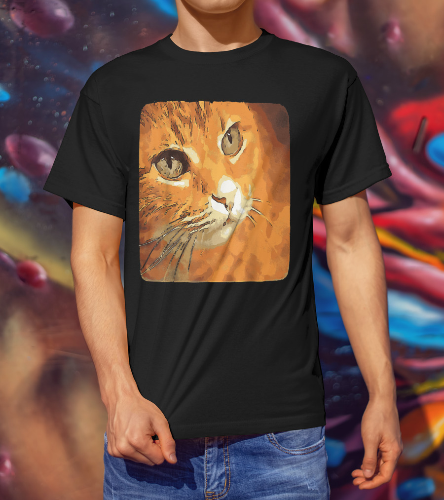 Orange Tabby Cat Face T-Shirt