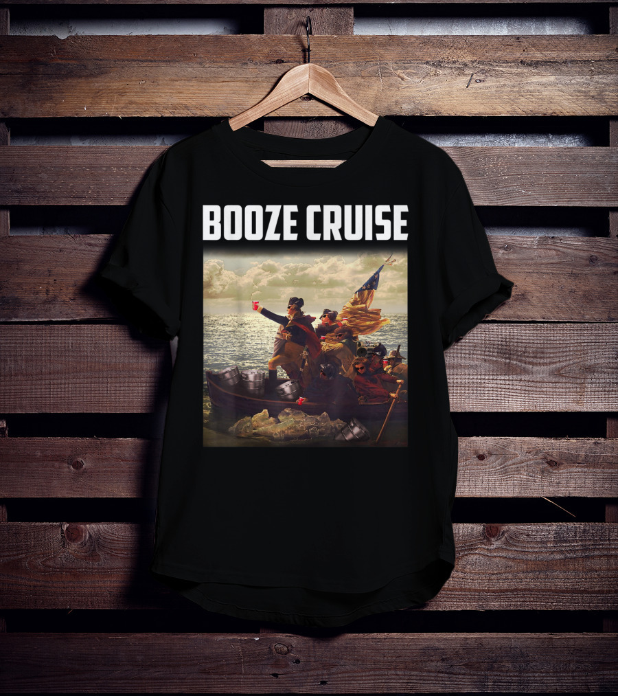 Booze Cruise Red Cups And Revolutionary Boat Party With Shades T-Shirt