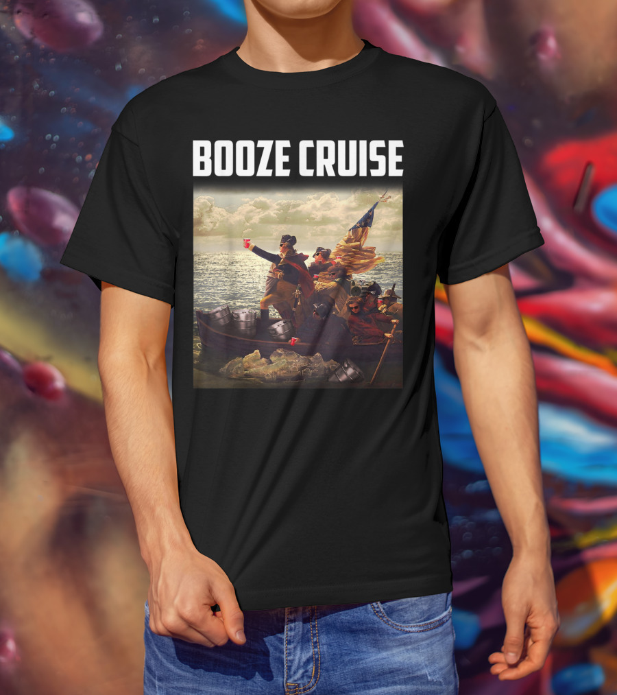 Booze Cruise Red Cups And Revolutionary Boat Party With Shades T-Shirt