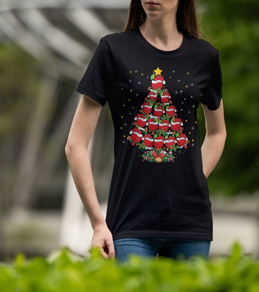 Santa Hat Cherries Lover Xmas Cherry Tree T-Shirt