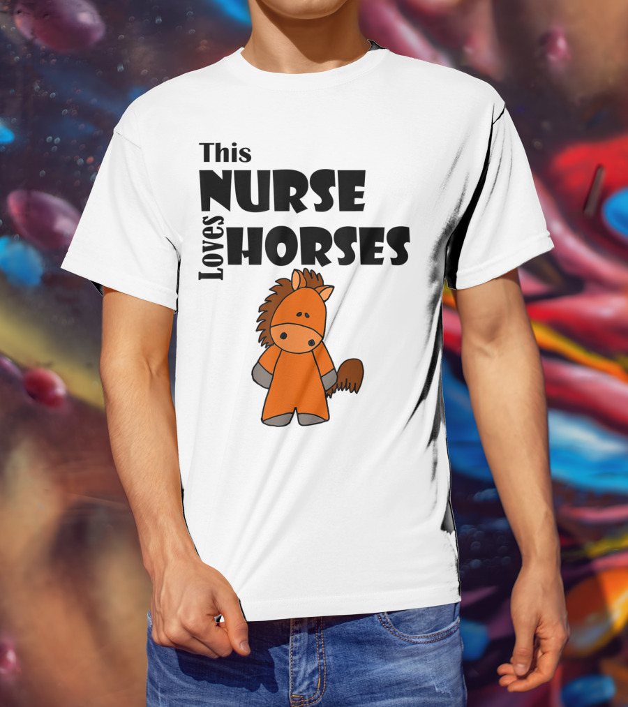 This Nurse Loves Horses Cartoon T-Shirt