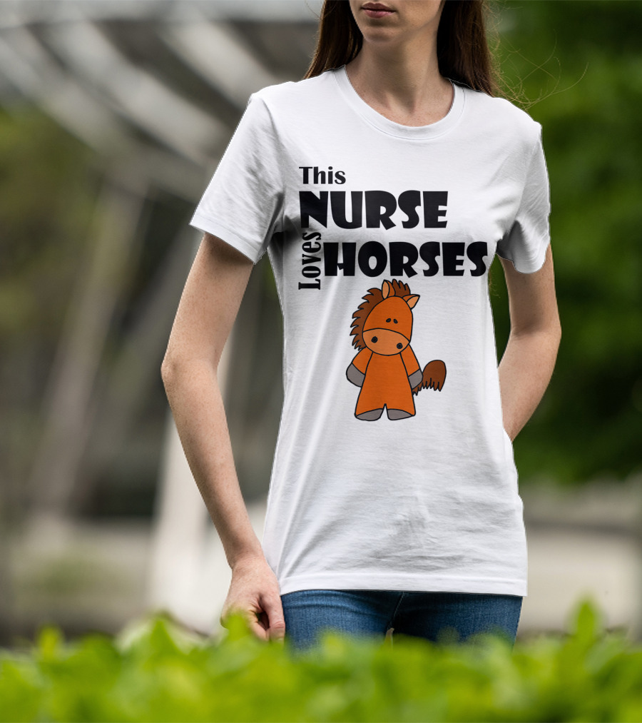 This Nurse Loves Horses Cartoon T-Shirt