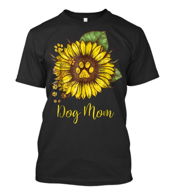 Sunflower Paw Print Dog Mom T-Shirt
