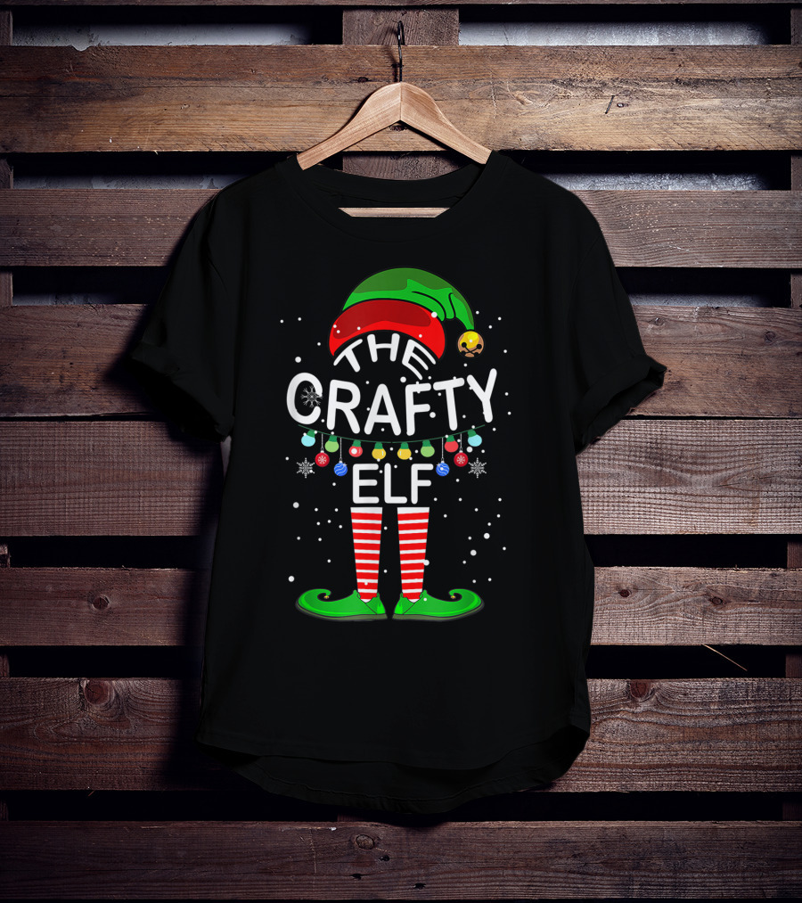The Crafty Elf Festive Holiday Family Matching Group Snowflakes Lights Decor T-Shirt