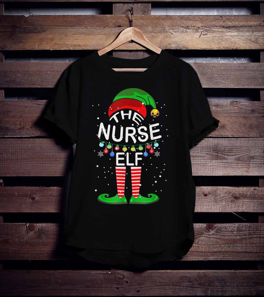 The Nurse Elf Christmas Family Matching Group Festive Holiday Ensemble T-Shirt