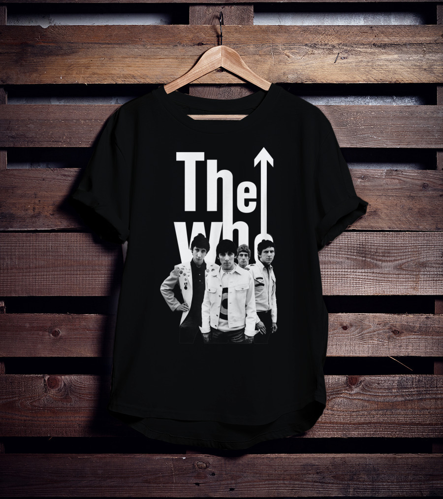 The Who 60's Black And White Band Photo With Iconic Arrow T-Shirt