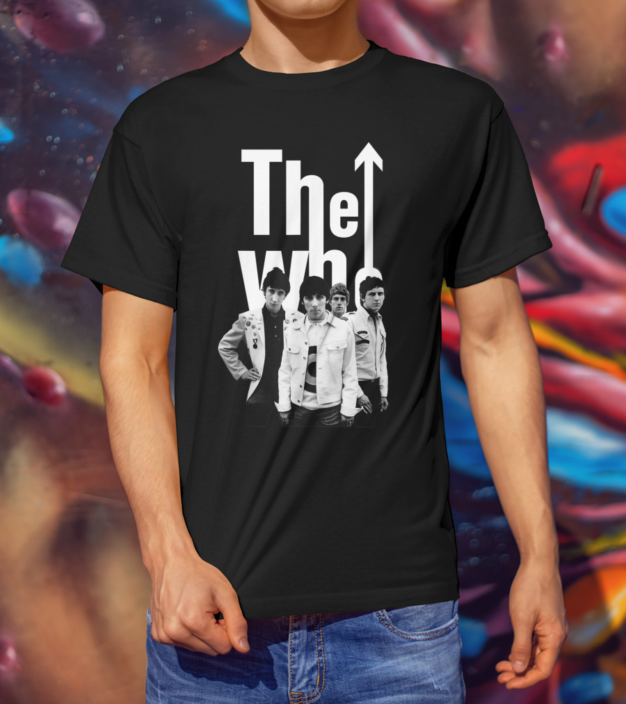 The Who 60's Black And White Band Photo With Iconic Arrow T-Shirt