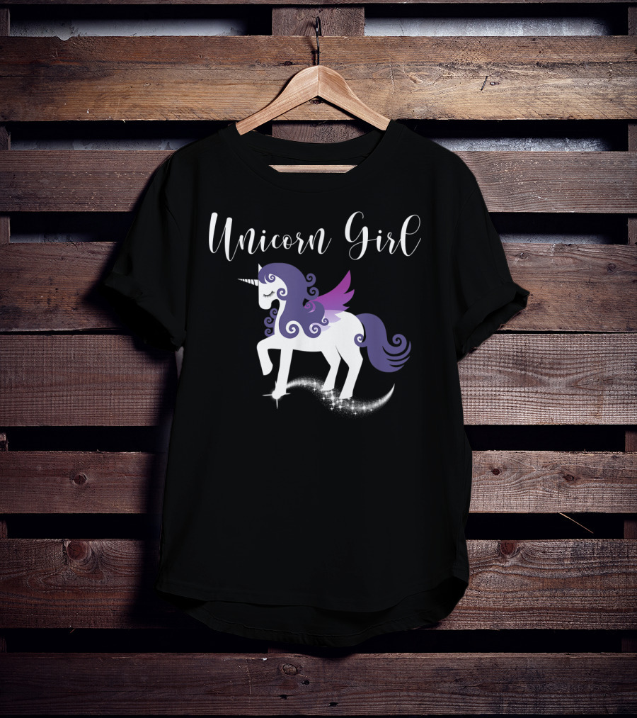 Unicorn Girl Purple Winged Pegasus Fairy Tale T-Shirt