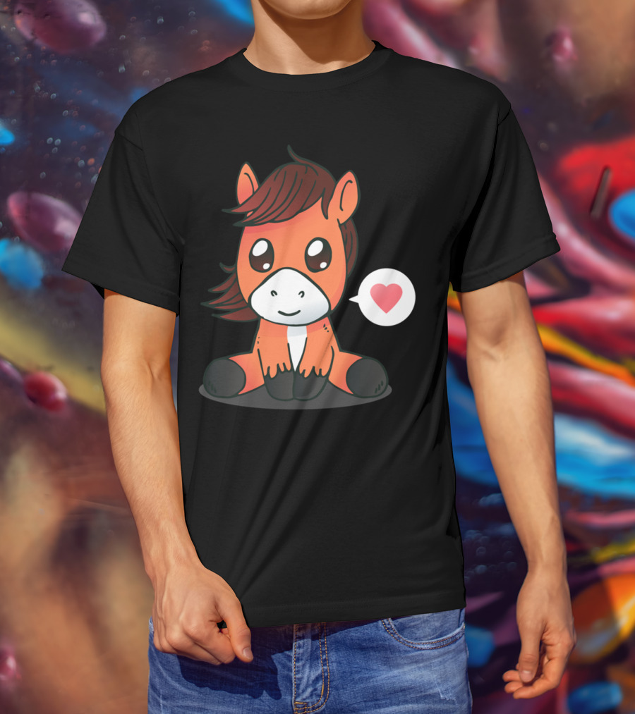 Cute Horse Heart Emoji T-Shirt